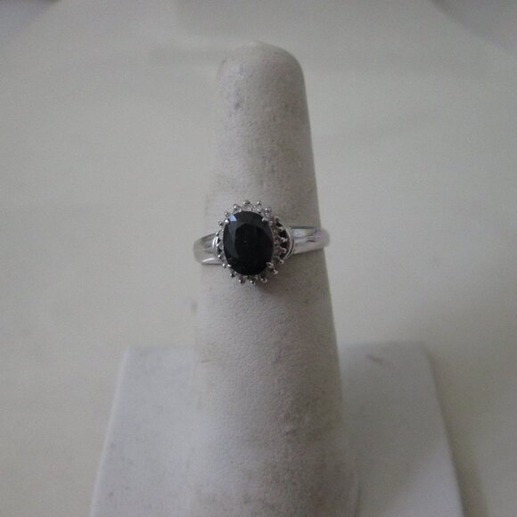 Platinum Pt900 Sapphire Diamond Ring - Picture 1 of 7